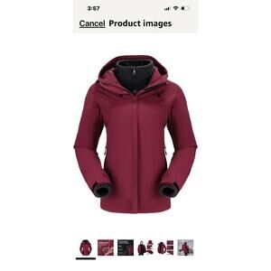 CAMEL CROWN Women’s 3-in-1 Ski Jacket MEDIUM Waterproof Winter Coat Fleece